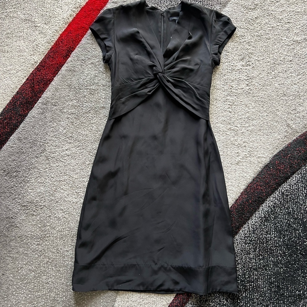 Banana Republic Black Twist Front Silk MIDI Dress